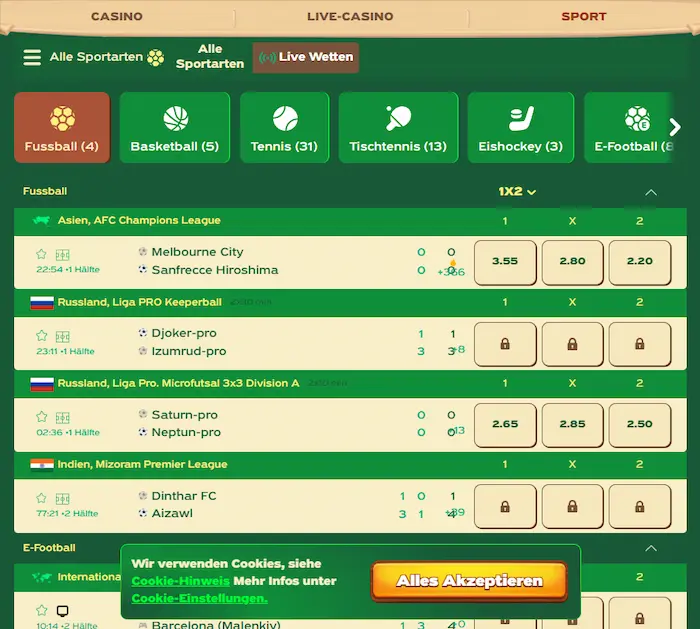 GreenLuck Casino Deutschland GreenLuck Spiele sport-live